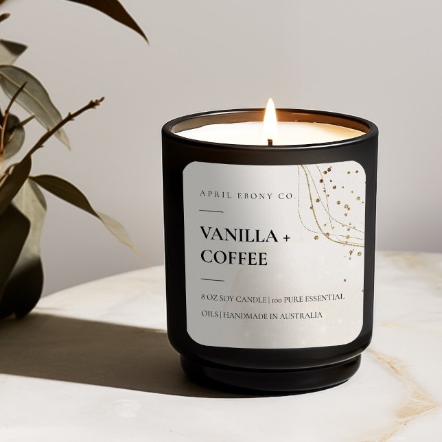 Abstract Glitter Ivory Gold Watercolor Candle Square Sticker (Creator Uploaded)