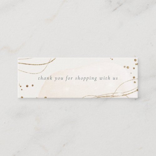 Abstract Glitter Ivory Gold Watercolor Thank You Mini Business Card