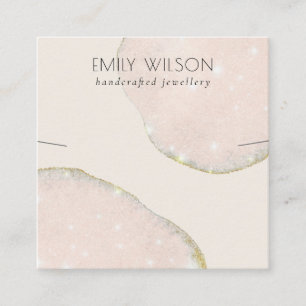 Abstract Glitter Rose Gold Necklace Band Template Square Business Card