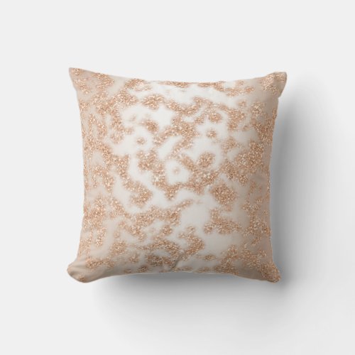 Abstract Glitter Rose Gold Sparkly Ivory Creamy Throw Pillow