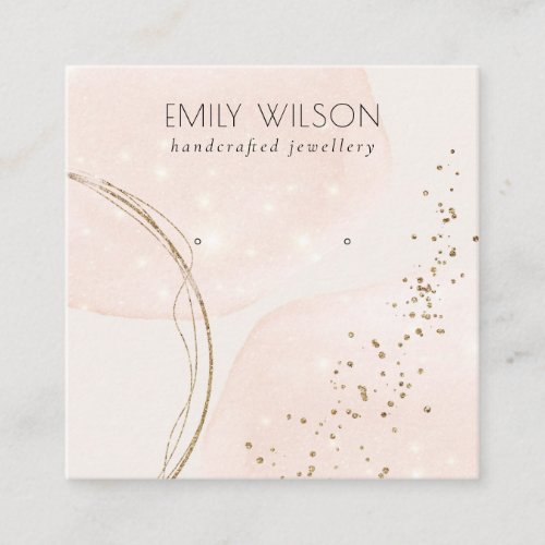 Abstract Glitter Rose Gold Stud Earring Display Square Business Card