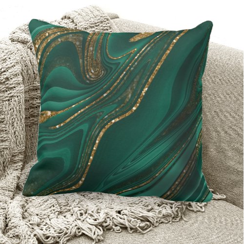 Abstract Glitter Strata Green ID903  Throw Pillow