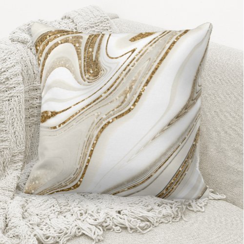 Abstract Glitter Strata Ivory ID903  Throw Pillow