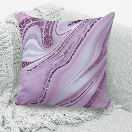 Abstract Glitter Strata Lilac ID903  Throw Pillow