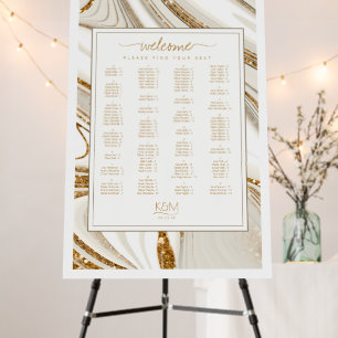 Abstract Glitter Strata Seating Chart Ivory ID903 Foam Board