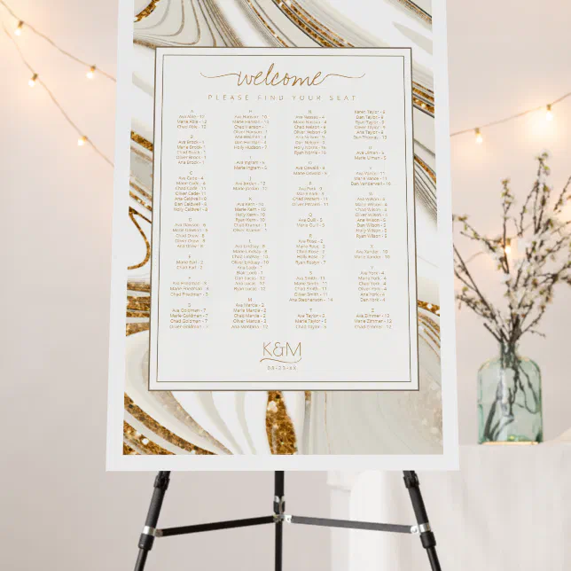 Abstract Glitter Strata Seating Chart Ivory ID903 Foam Board | Zazzle