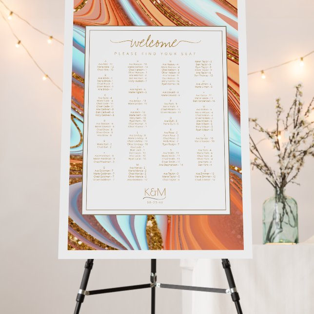 Abstract Glitter Strata Seating Chart SW ID903  Foam Board (In Situ (Stand))