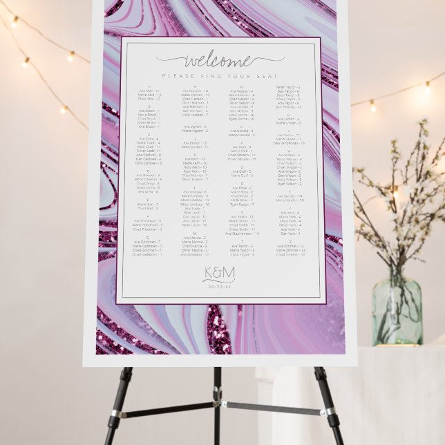 Abstract Glitter Strata Seating Chart Wht ID903 Foam Board (In Situ (Stand))