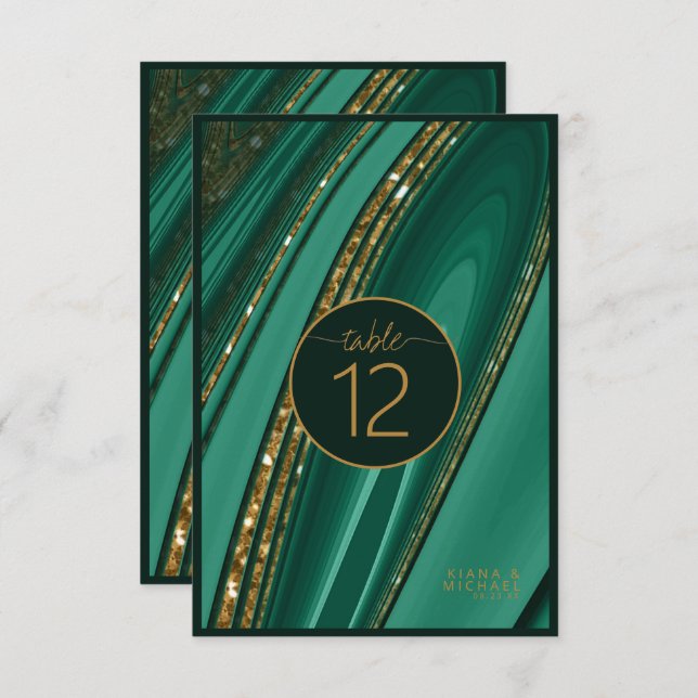 Abstract Glitter Strata Table Number Green ID903 (Front/Back)