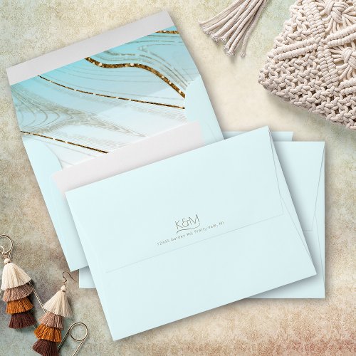 Abstract Glitter Strata Wedding Blue2 ID903 Envelope