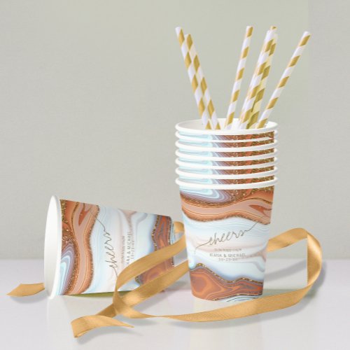 Abstract Glitter Strata Wedding Cheers SW ID903 Paper Cups
