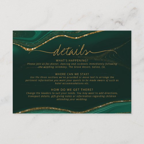Abstract Glitter Strata Wedding Details Gr ID903 Enclosure Card