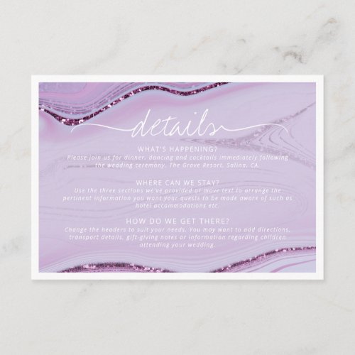 Abstract Glitter Strata Wedding Details Lilc ID903 Enclosure Card