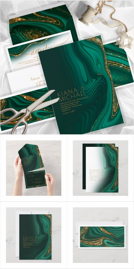Abstract Glitter Strata Wedding Emerald