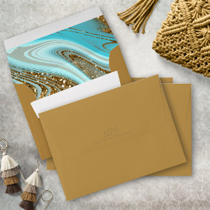 Abstract Glitter Strata Wedding Gold ID903 Envelope