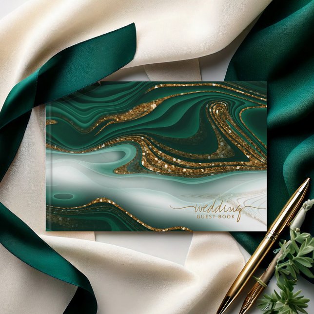 Abstract Glitter Strata Wedding Green ID903  Guest Book (Creator Uploaded)