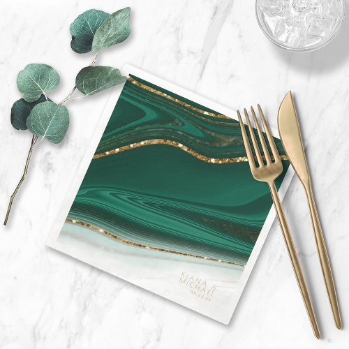 Abstract Glitter Strata Wedding Green ID903  Napkins