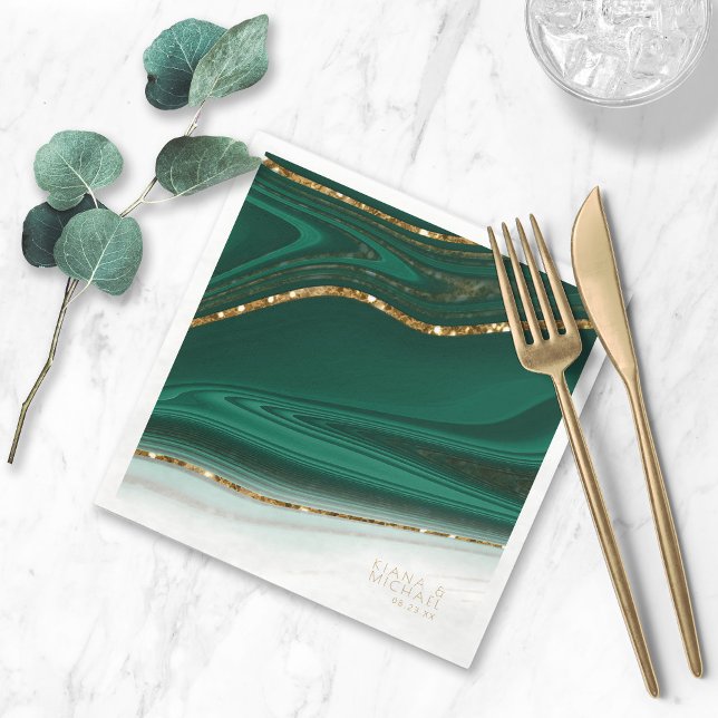 Abstract Glitter Strata Wedding Green ID903  Napkins (Creator Uploaded)