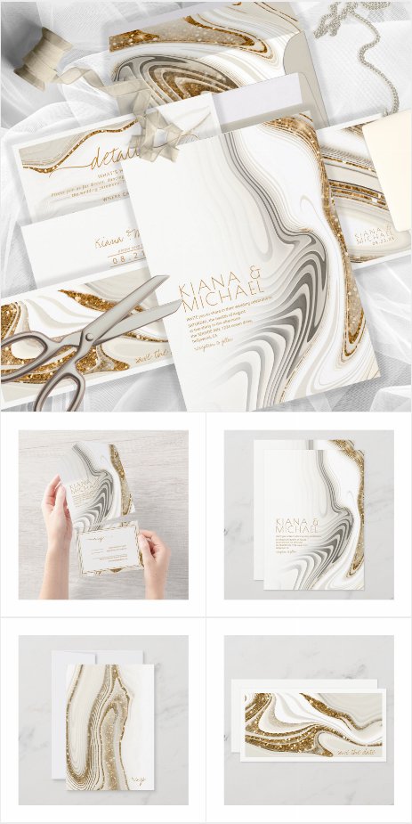 Abstract Glitter Strata Wedding Ivory