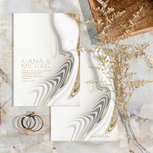 Abstract Glitter Strata Wedding Ivory ID903  Invitation