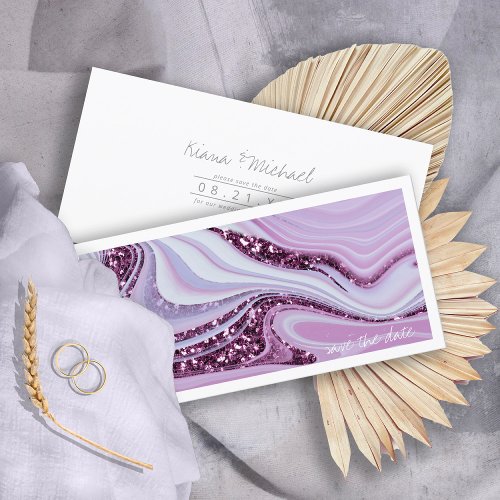 Abstract Glitter Strata Wedding Lilac ID903  Save The Date