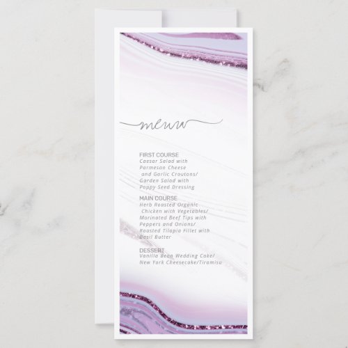 Abstract Glitter Strata Wedding Menu 2 Lilac ID903