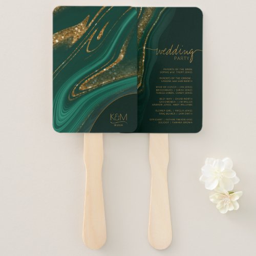 Abstract Glitter Strata Wedding Party Green ID903 Hand Fan