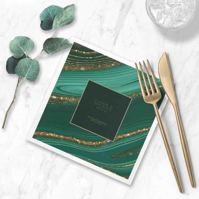 Abstract Glitter Strata Wedding Thank You G ID903  Napkins (Creator Uploaded)