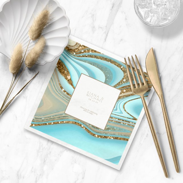 Abstract Glitter Strata Wedding Thank You ID903 Napkins (Creator Uploaded)