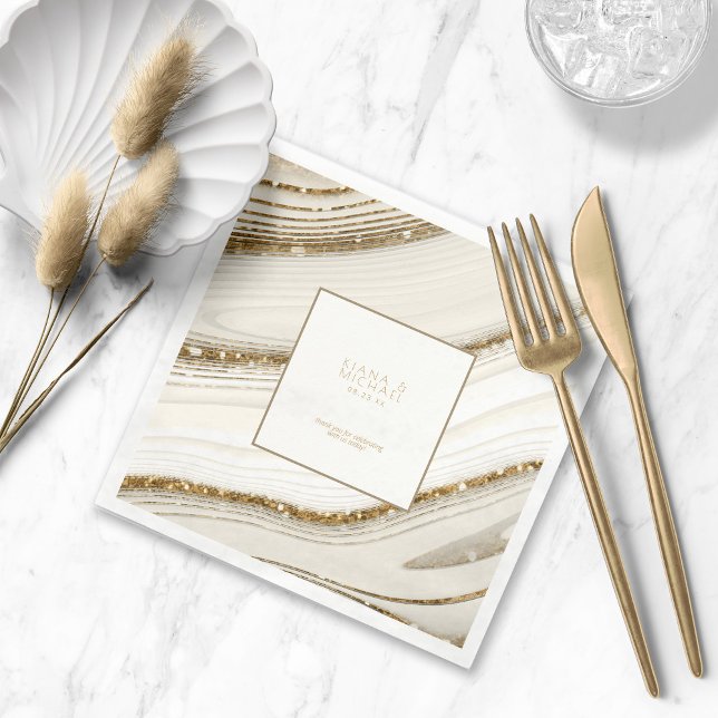 Abstract Glitter Strata Wedding Thank You Iv ID903 Napkins (Creator Uploaded)