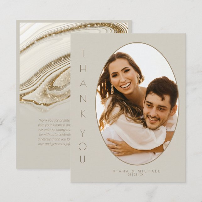 Abstract Glitter Strata Wedding Thank You St ID903 Card (Front/Back)