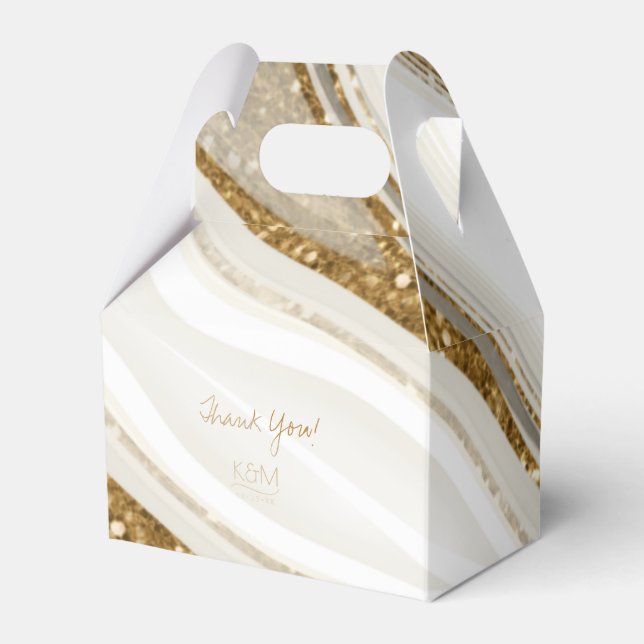 Abstract Glitter Strata Wedding Thanks V2 Iv ID903 Favor Boxes (Front Side)
