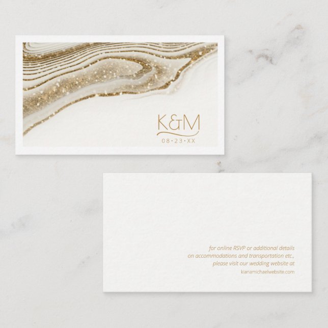Abstract Glitter Strata Wedding Website Ivr ID903  Enclosure Card (Front/Back)