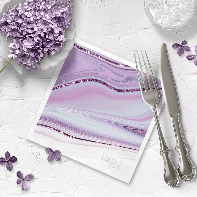 Abstract Glitter Strata Wedding Wht Lilac ID903  Napkins (Creator Uploaded)