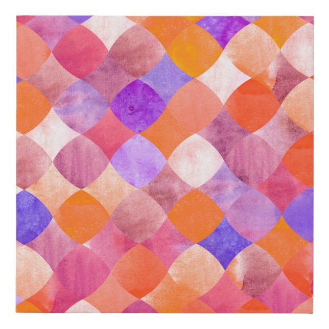 Abstract glitter watercolor geometric pattern faux canvas print (Front)