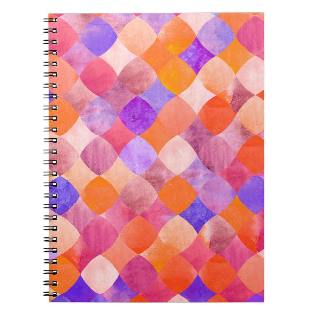 Abstract glitter watercolor geometric pattern notebook (Front)