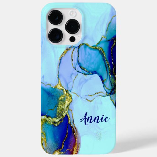 ABSTRACT GLITTERING BLUE COLOR PERSONALIZED Case_Mate iPhone 14 PRO MAX CASE
