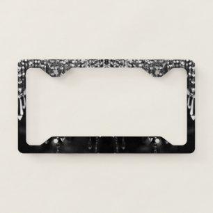 Abstract Glittering Bokeh Black White Decor License Plate Frame