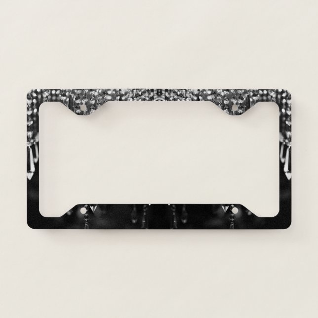 Abstract Glittering Bokeh Black White Decor License Plate Frame (Front)