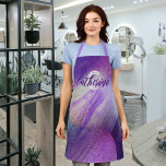 Abstract Glittering Neon Magenta Name & Monogram Apron<br><div class="desc">Trendy personalized all-over print apron design featuring an abstract backdrop with faux glitter elements in neon magenta color. The text is fully customizable. To change it use the Personalize option. For more changes,  such as changes to the font,  font color or text layout,  use the Edit design tool option.</div>