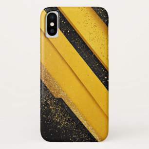 Abstract Glittering Yellow and Black Geometric iPhone X Case