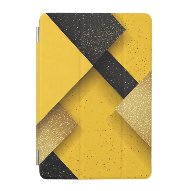 Abstract Glittering Yellow and Black Geometric iPad Mini Cover (Front)