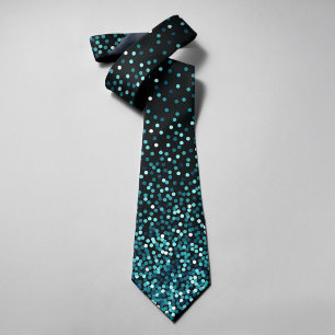 Abstract Glitters Falling On Black Background Neck Tie