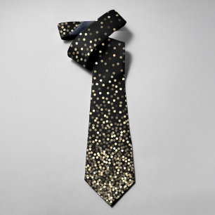 Abstract Glitters Falling On Black Background Neck Tie