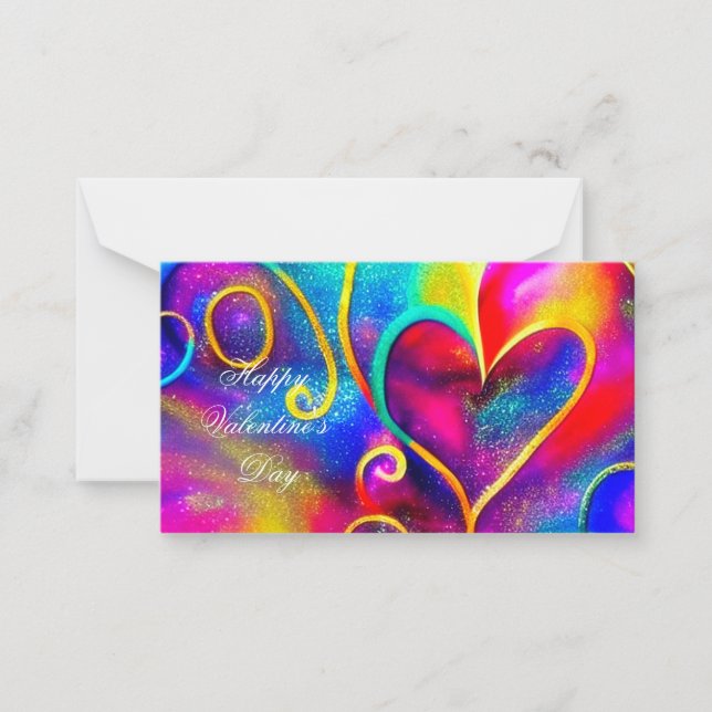 Abstract glittery hearts kids valentine  note card (Front)