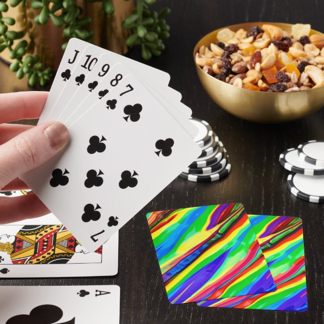 Abstract Glossy Rainbow Paint Poker Cards (In Situ)