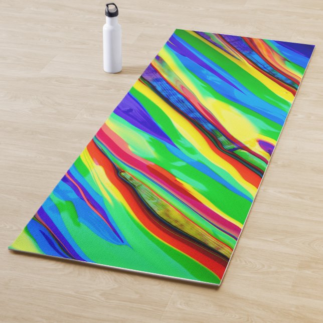 Abstract Glossy Rainbow Paint Yoga Mat (In Situ)