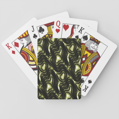 Abstract Glowing Dark Green Alien Pattern Poker Cards