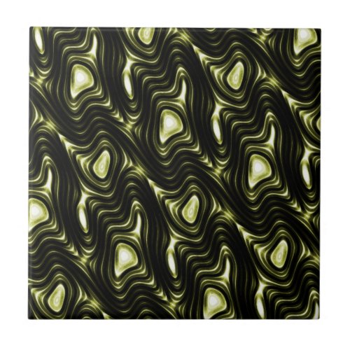 Abstract Glowing Dark Green Alien Pattern Tile