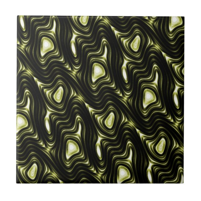 Abstract Glowing Dark Green Alien Pattern Tile (Front)